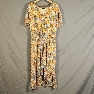 Pretty Garden Floral V-Neck Midi Dress